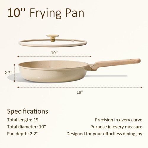 CAROTE 10" Frying Pan Set, Non-Toxic PTFE & PFOA Free Fry Pan & Omelet Pan, Compatible with Induction, Ceramic, Gas Cooktops