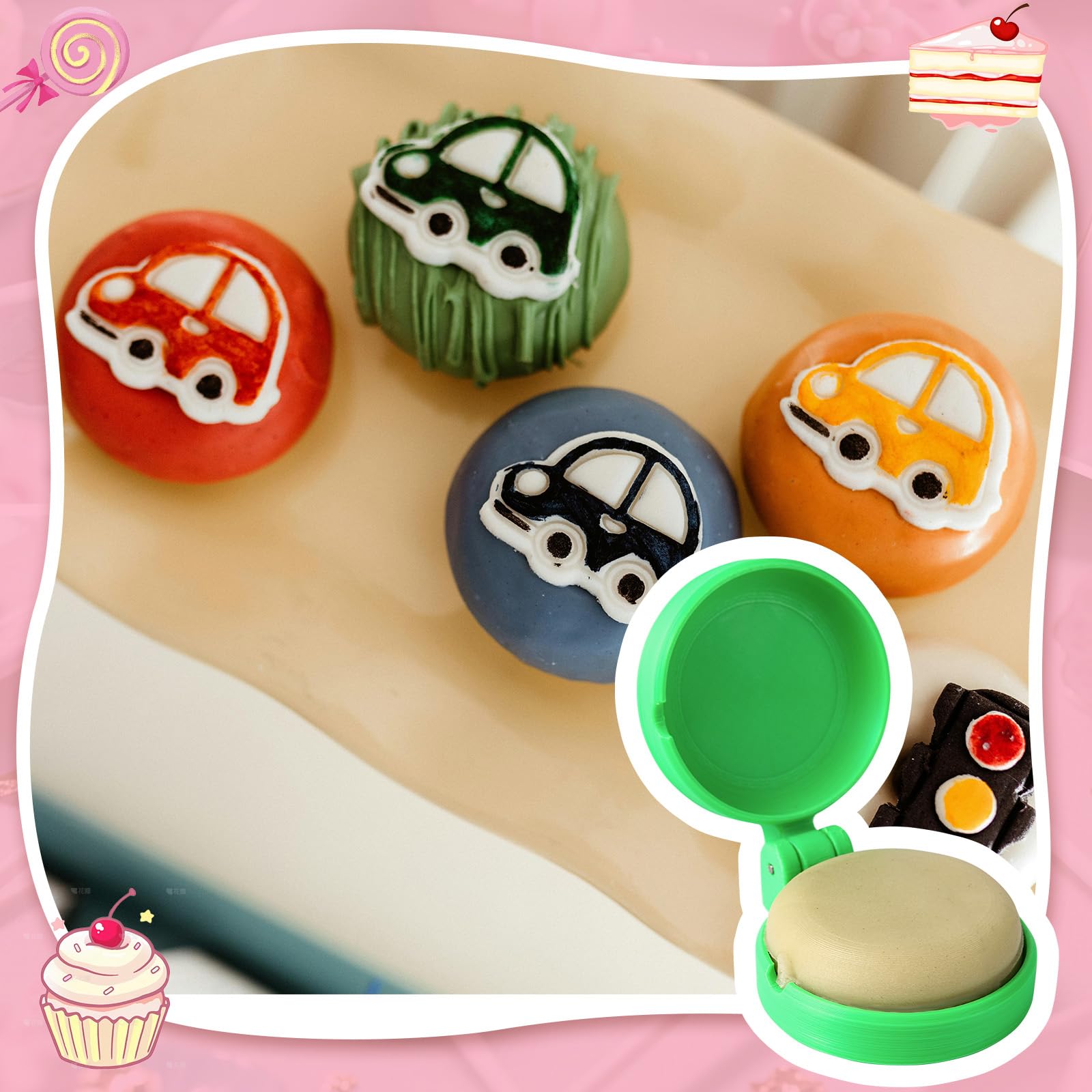 MITCHENIFY 2 PCS Disc Cake Pop Mold Shapes Press Set, 3D Printed Cake Pop Cutter and Pusher, Baking Tools Accessories for Home Baking, Birthday Parties, Wedding Desserts