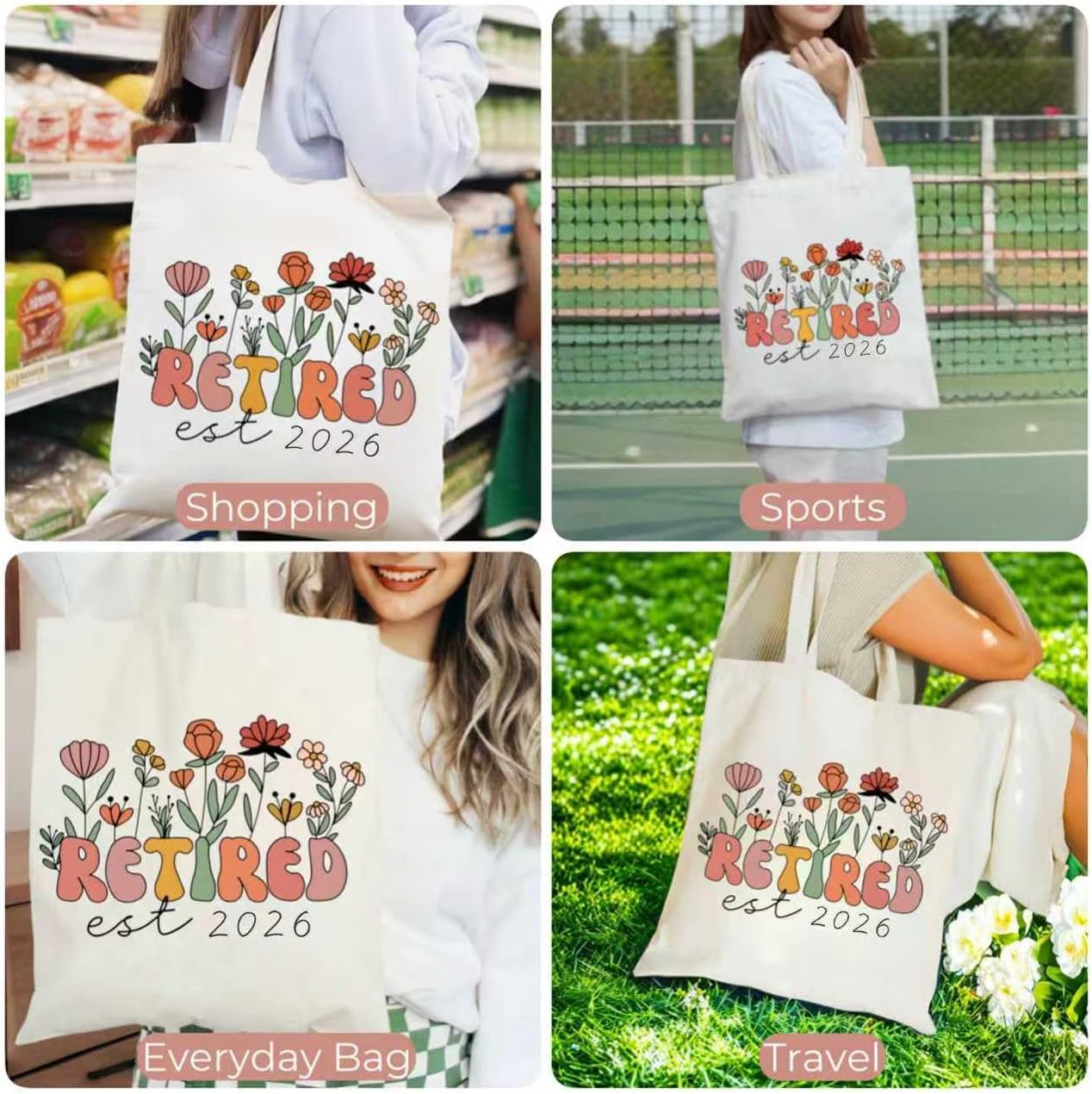 Maciebelle Retirement Gift - Stylish Canvas Tote Bag for Women | Perfect 2026 Retirement Present