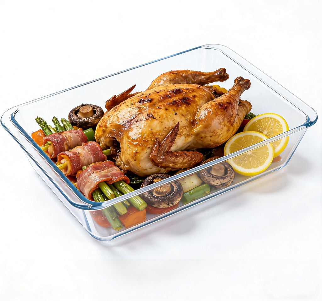 Skiennix 5.7qt Extra Large Glass Baking Dish - 9x13 Rectangular Tempered Oven & Microwave Safe