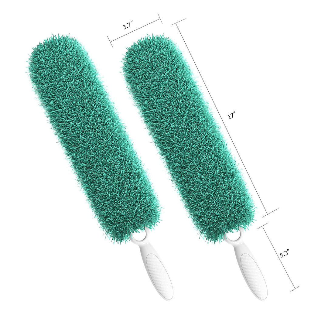 EHOMGUI Microfiber Duster with Handle and Washable Duster Head, Dusters for Cleaning,Green, Reusable Cleaning Tool,2PCS