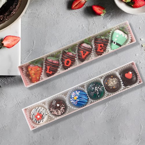 JCXGRVC 15Pack 12x2¼x2 Inches Strawberry Boxes Macaron boxes Chocolate Truffle Boxes Cookies boxes Bakery Boxes with Clear Window