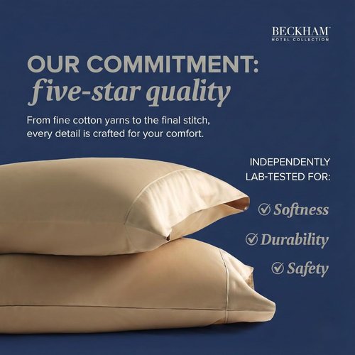 Beckham Hotel Collection Queen Pillows - Soft Down Alternative with Cotton Pillowcases | Set of 2, Sand