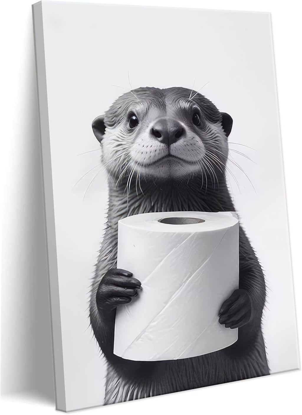 Regine Switzerland Funny Raccoon Canvas Wall Art - Black & White Farmhouse Bathroom Decor