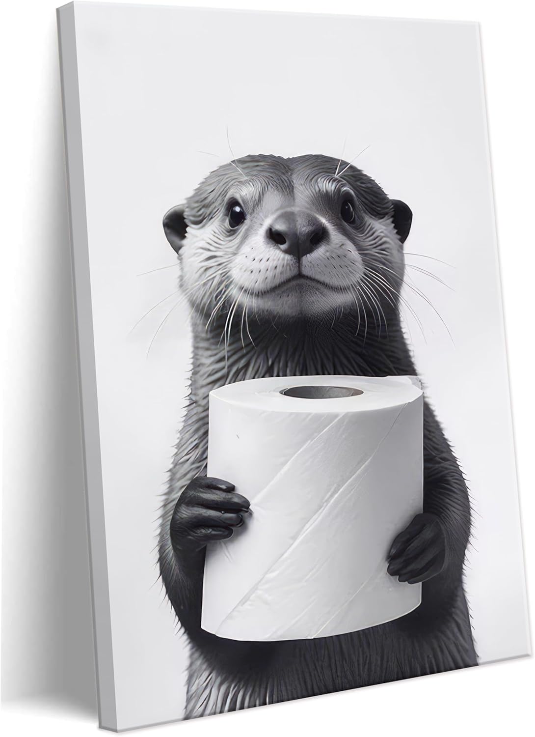 Regine Switzerland Funny Raccoon Canvas Wall Art - Black & White Farmhouse Bathroom Decor