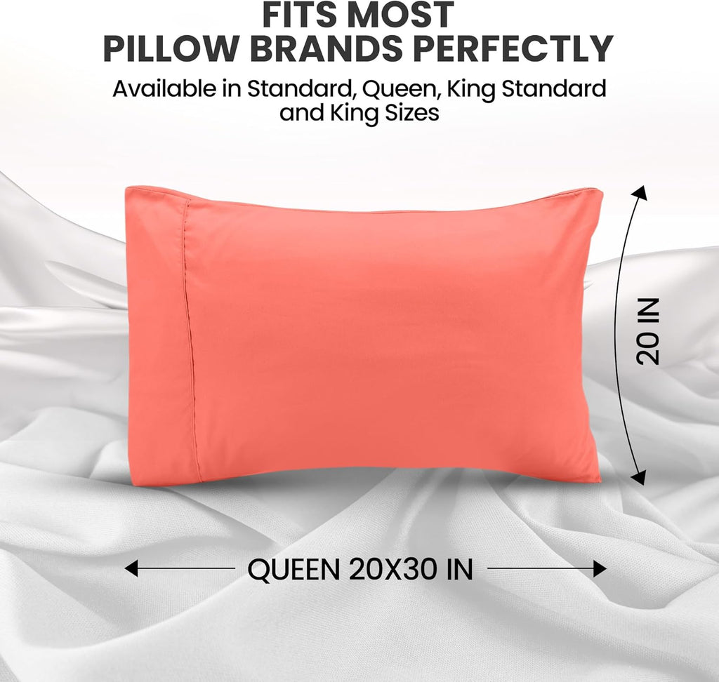 Utopia Bedding Queen Pillow Cases - Soft Brushed Microfiber - Fade Resistant | 20 x 30 Inches, Coral - 2 Pack