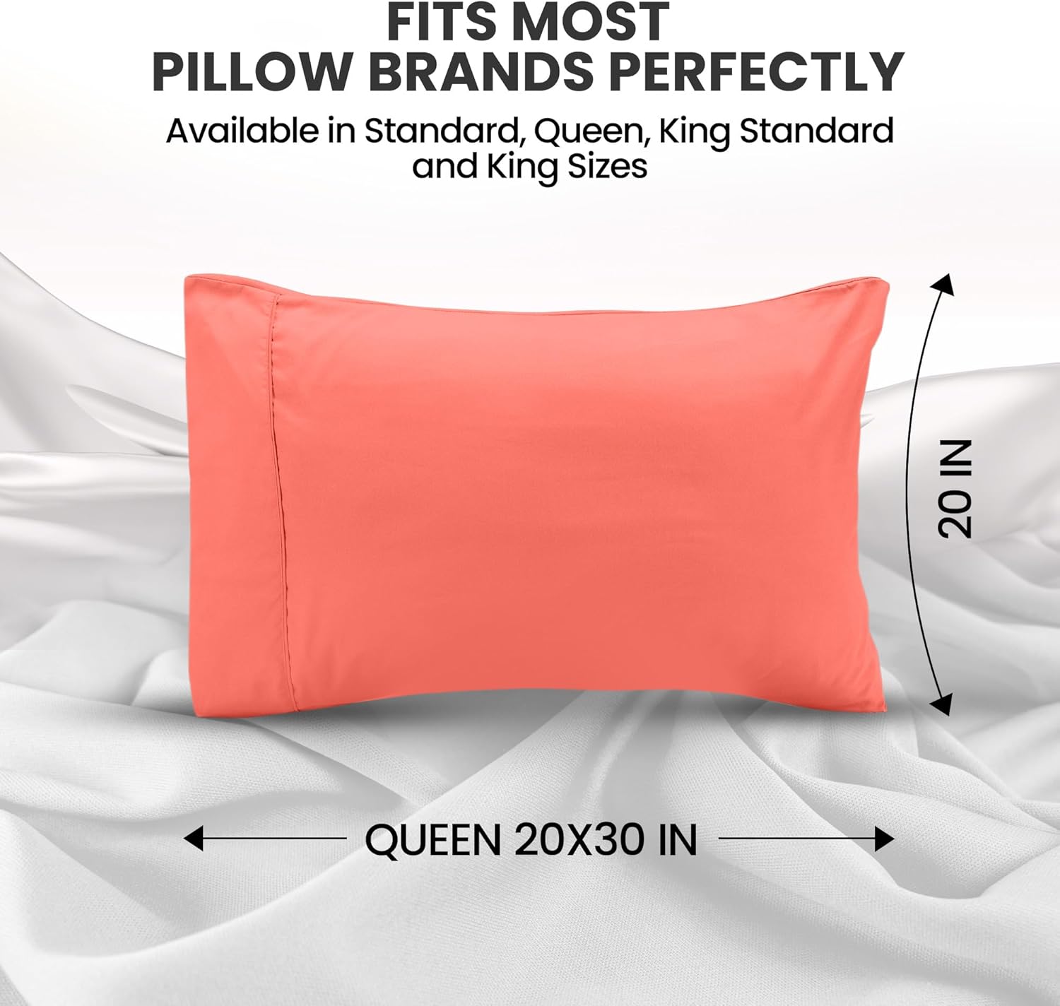 Utopia Bedding Queen Pillow Cases - Soft Brushed Microfiber - Fade Resistant | 20 x 30 Inches, Coral - 2 Pack
