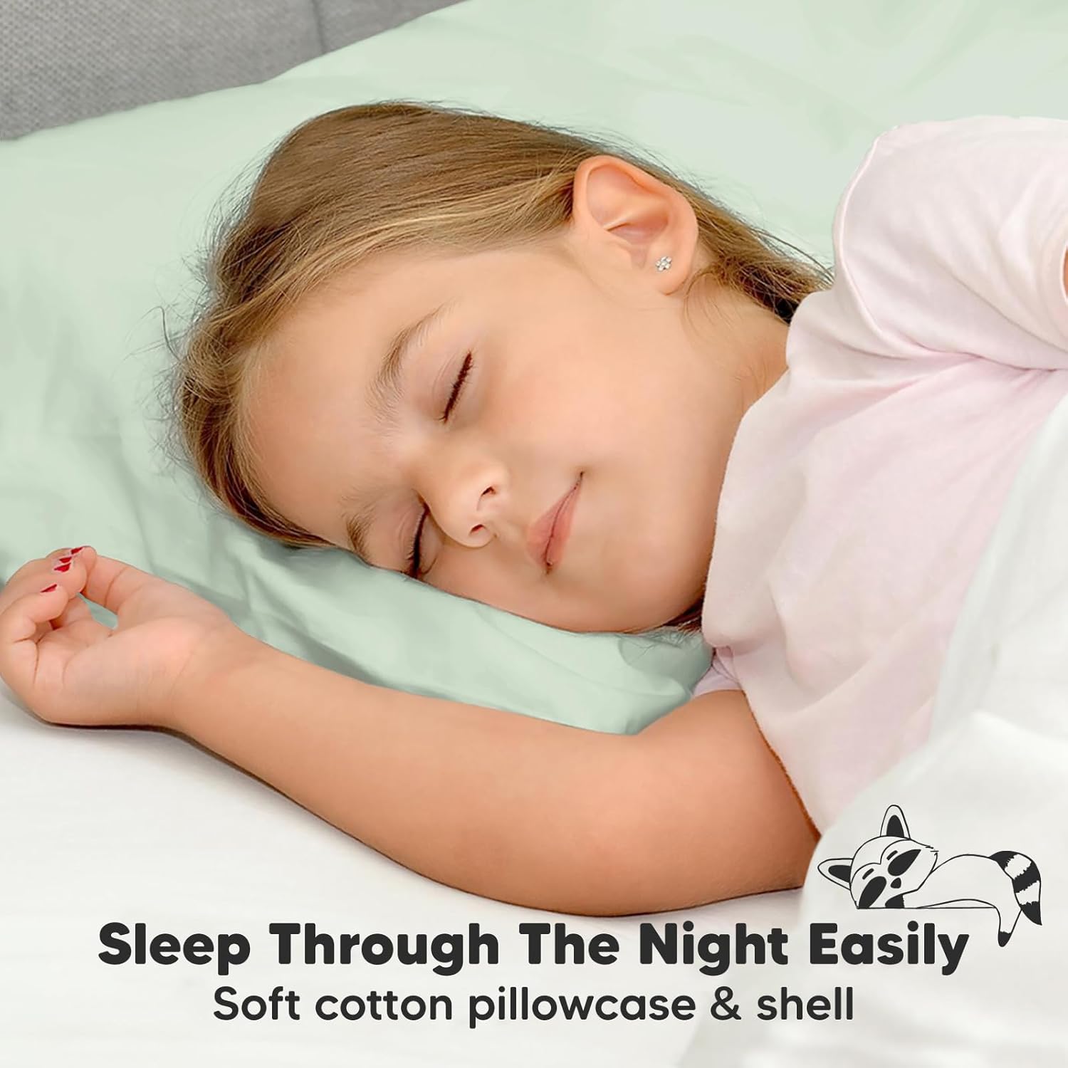 My Little Dreamy Toddler Pillow - Organic Cotton Travel Bed Pillow with Soft Pillowcase | 13x18, Machine Washable, Ideal for Ages 2-5 (Sage)