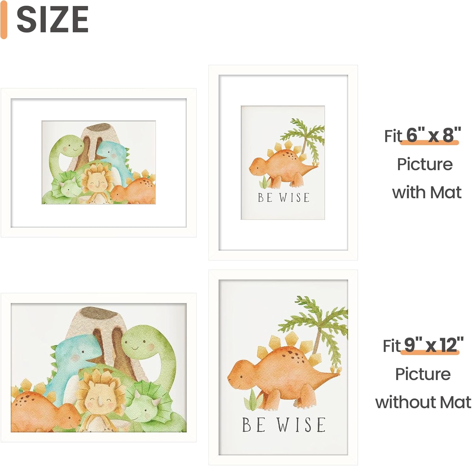 Upsimples 9x12 Picture Frame - Versatile Display for 6x8 Photos with Mat or 9x12 Without | White, 1 Pack
