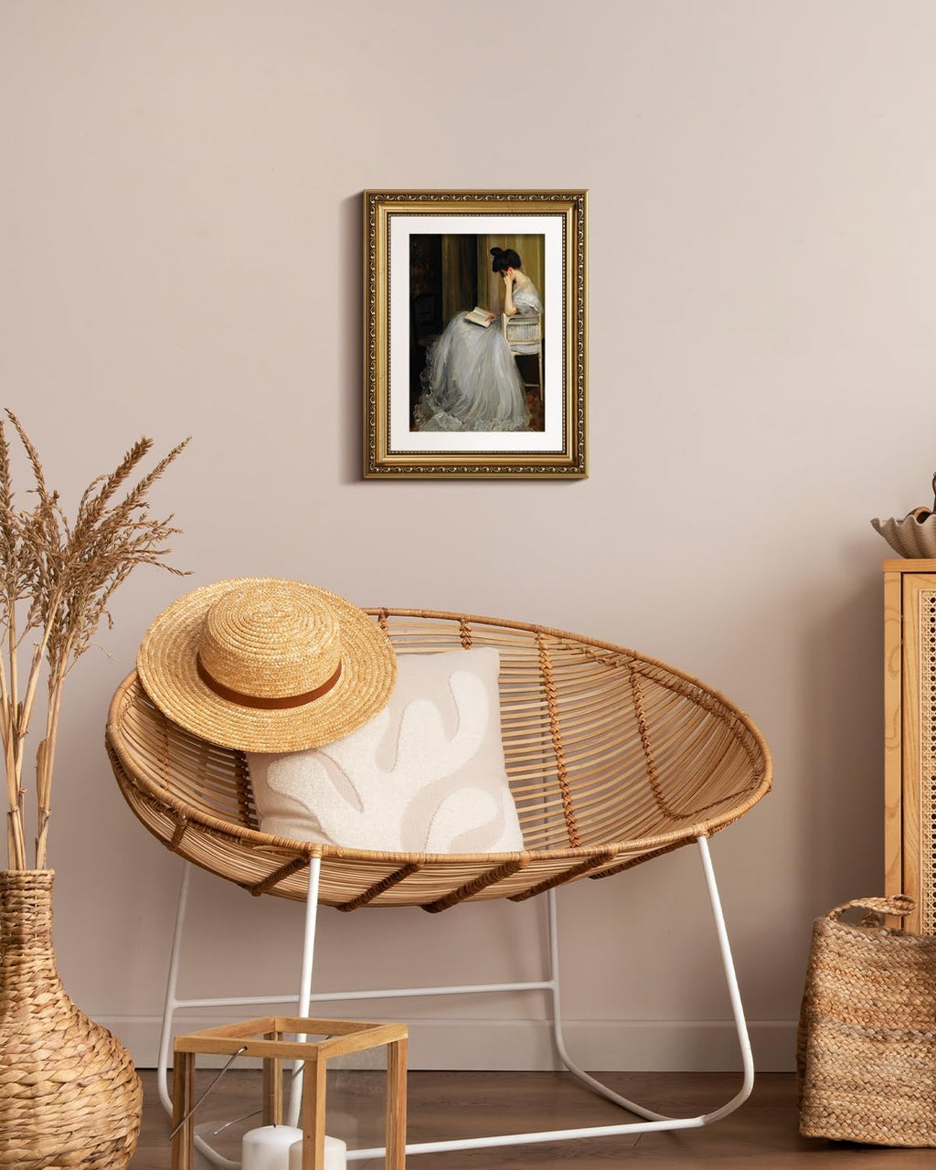 VIYYIEA Gold Framed Canvas Wall Art - Elegant Home Decor Print | 11x14in, White