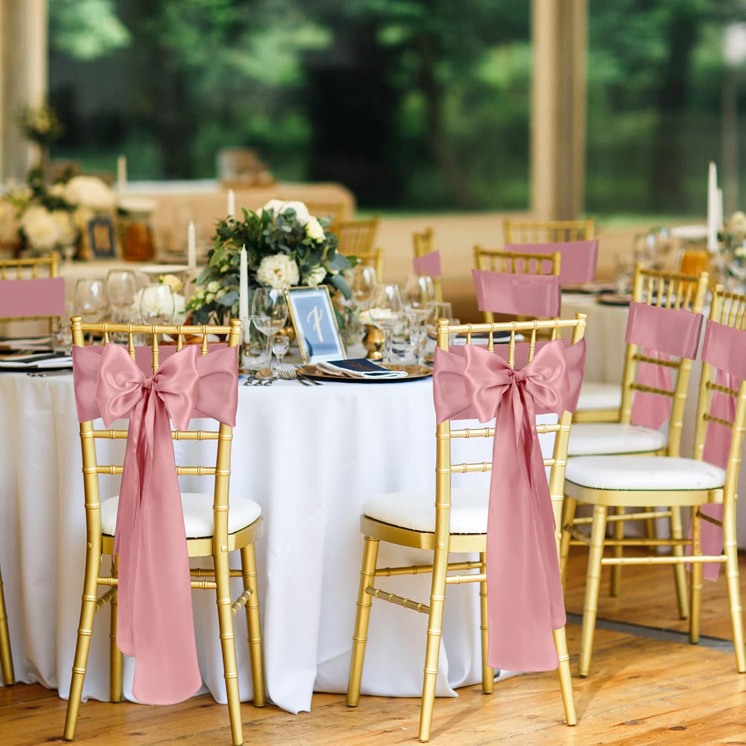 XunYee Satin Chair Sashes - 80 Pack Rose Gold Bow Ties for Weddings, Events & Parties