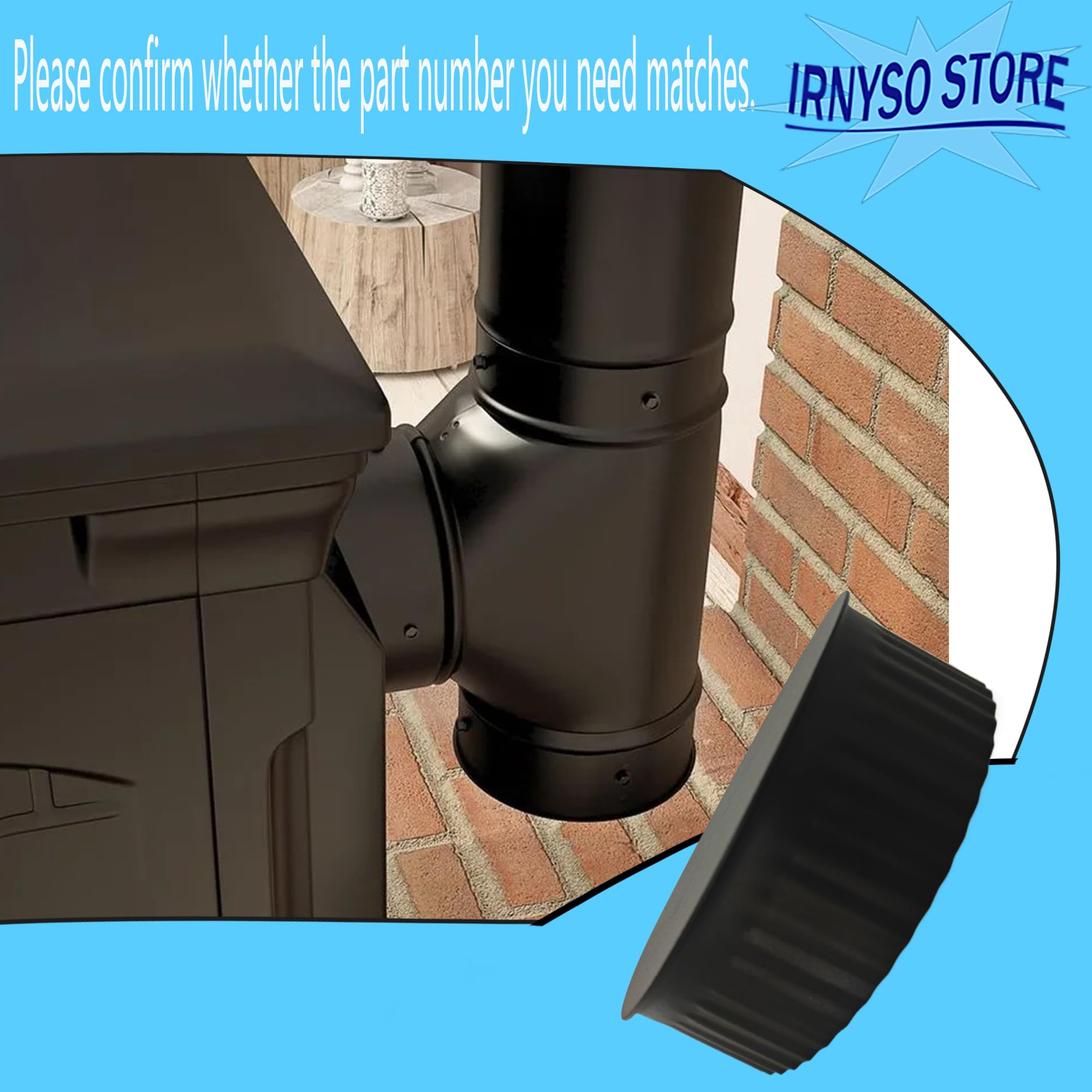 lrnyso corrugate Flue Cover Cap，Indoor Chimney Pipe Cap，Round Chimney Stove Pipe Plug，Stove Pipe Cap BM0152 7 inch Fireplace Chimney Pipe 24Gauge