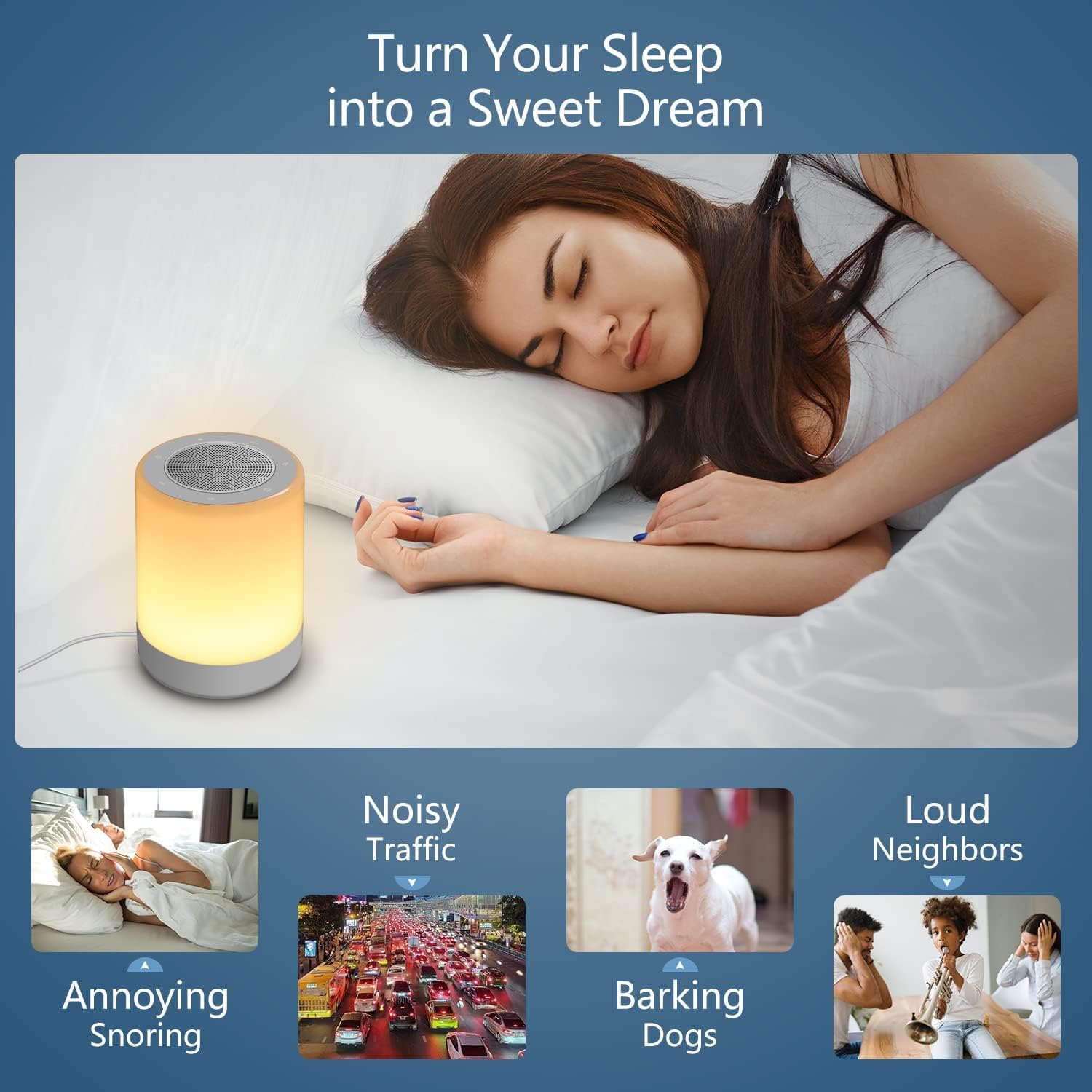 Sound Machine - White Noise Machine for Baby with Night Light | 32 High Fidelity Sounds & 5 Timers