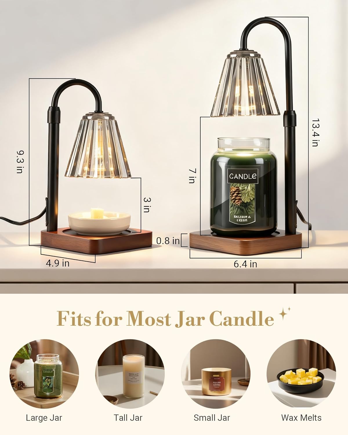Marycele Candle Warmer Lamp - Adjustable Height with Timer & Dimmer | Perfect Gift for Mom & Sister