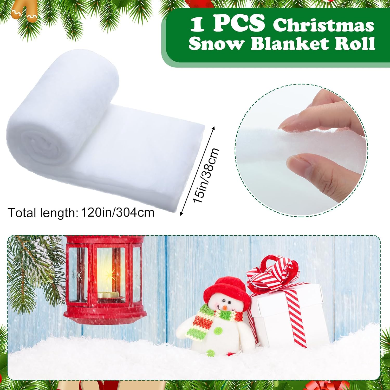 Tudomro Christmas Snow Blanket - Fluffy Faux Snow Roll for Holiday Decor | 15 Inch x 10 ft