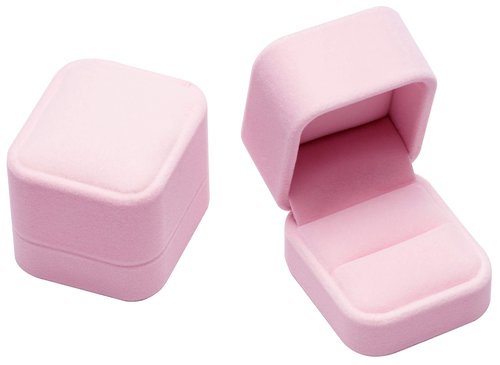 Giftop Velvet Single Ring Box Case Holder for Engagement Proposal Birthday Wedding,Jewelry Ring Box Jewelry Packaging Box (Pink)