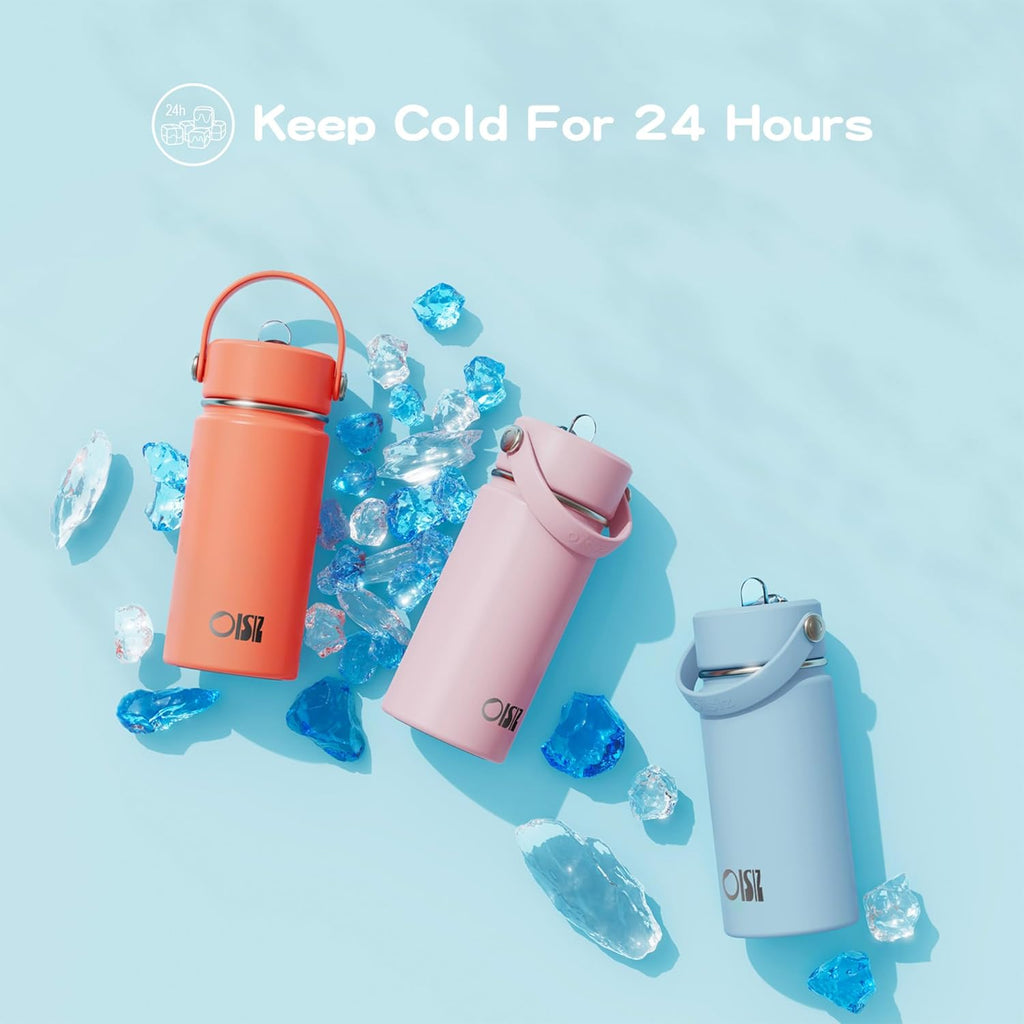 OISIZ Kids Water Bottle - 14oz Vacuum Insulated Stainless Steel | Leakproof, BPA-Free, Keeps Drinks Cold for 24 Hours