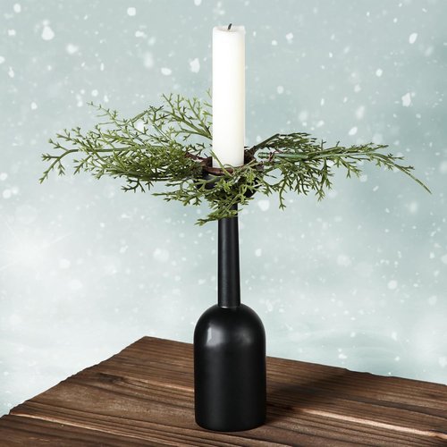 Canlierr Christmas Pine Taper Candle Rings - 12 Pack Mini Holders for Holiday Decor | 1.38 Inch