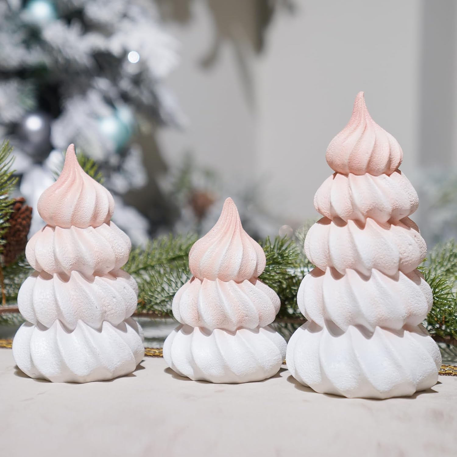Resin Fantasy Meringue Tree Ornaments by Christmas Decorations | Unique Indoor Home Decor for Dining Table, Desk & Shelf - 10 x 10 x 17