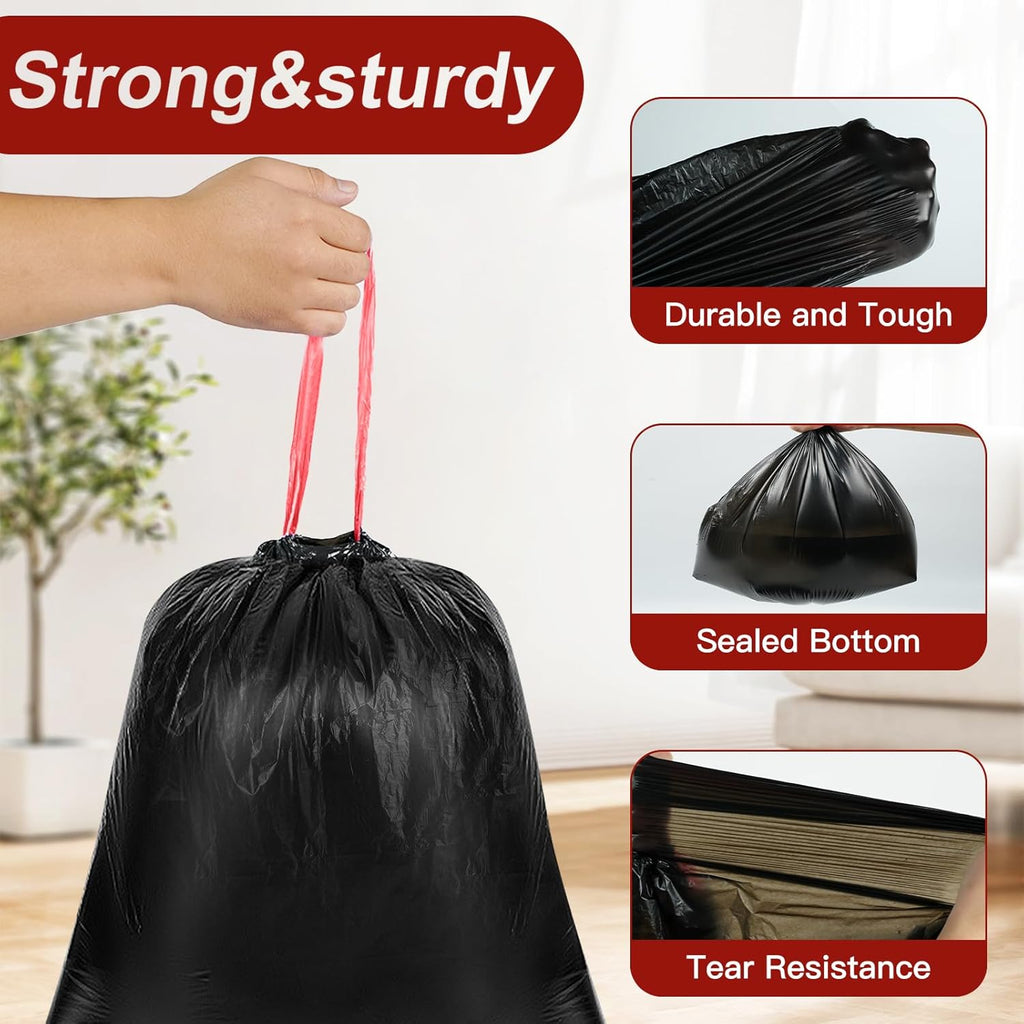 O2frepak 33 Gallon Heavy-Duty Drawstring Kitchen Trash Bags - Clean Fresh Scent | 30 Count, 80x100cm