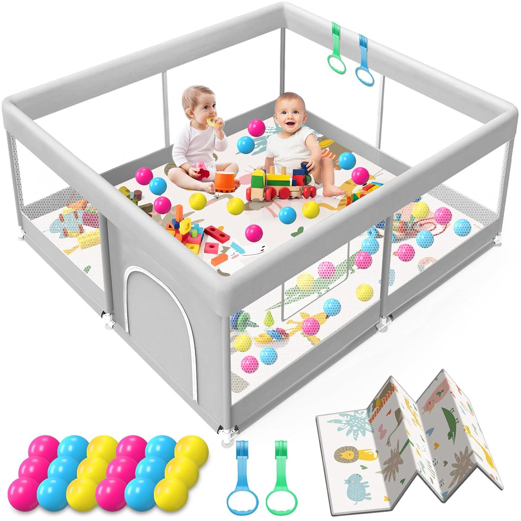 Skiennix Baby Playpen - 50x50 Inch Waterproof Mat for Safe Indoor Play | Toddler Activity Center