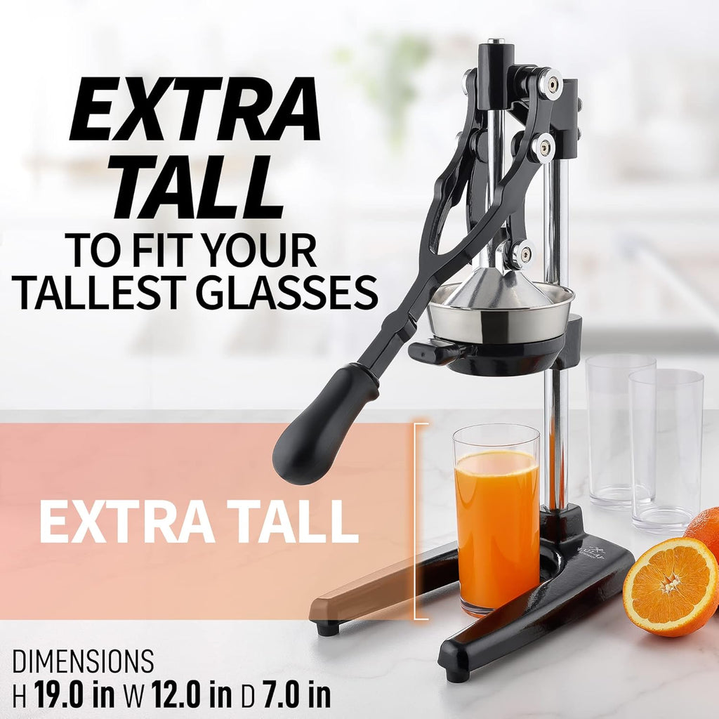 Zulay Kitchen Extra Tall Citrus Press - Manual Juicer for Orange Juice | Fits Tumblers & Tall Glasses