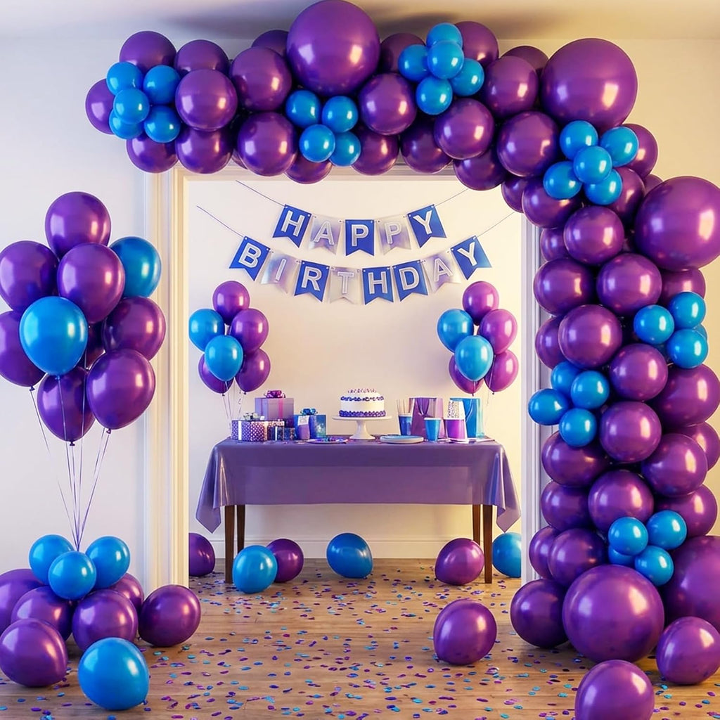 RUBFAC 154pcs Dark Purple Balloon Set - Various Sizes for Birthday, Baby Shower & Graduation Decor