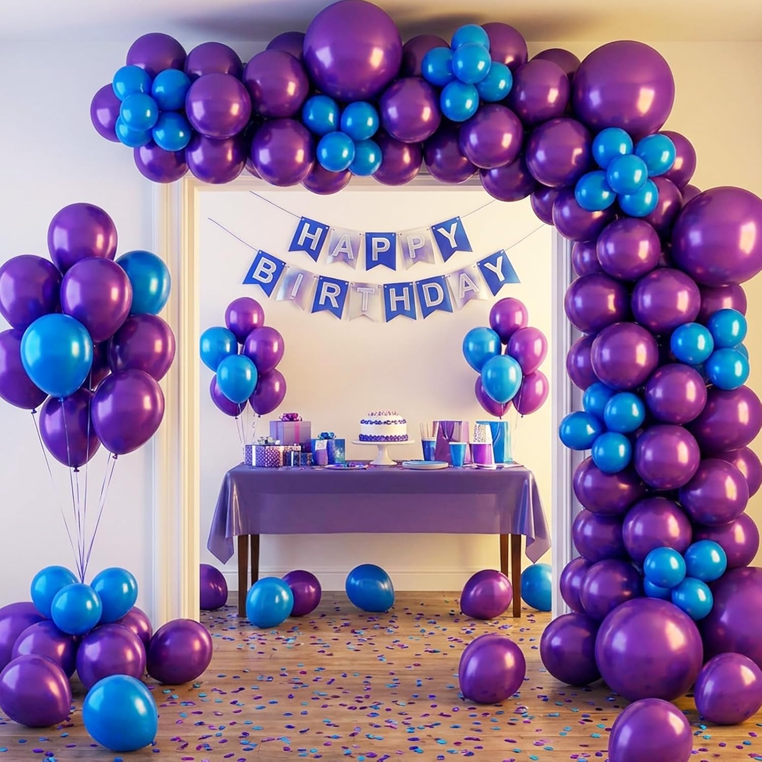 RUBFAC 154pcs Dark Purple Balloon Set - Various Sizes for Birthday, Baby Shower & Graduation Decor