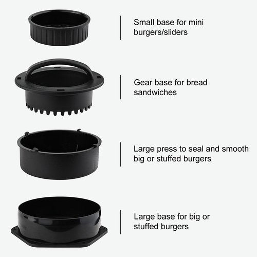 POLIGO Smash Burger Press Kit - 4 in 1 Hamburger Patty Storage Containers,6.69" Round Cast Iron Smash Bacon Press- Non Stick Smash Burger Press Set for Grill and Griddle Cooking