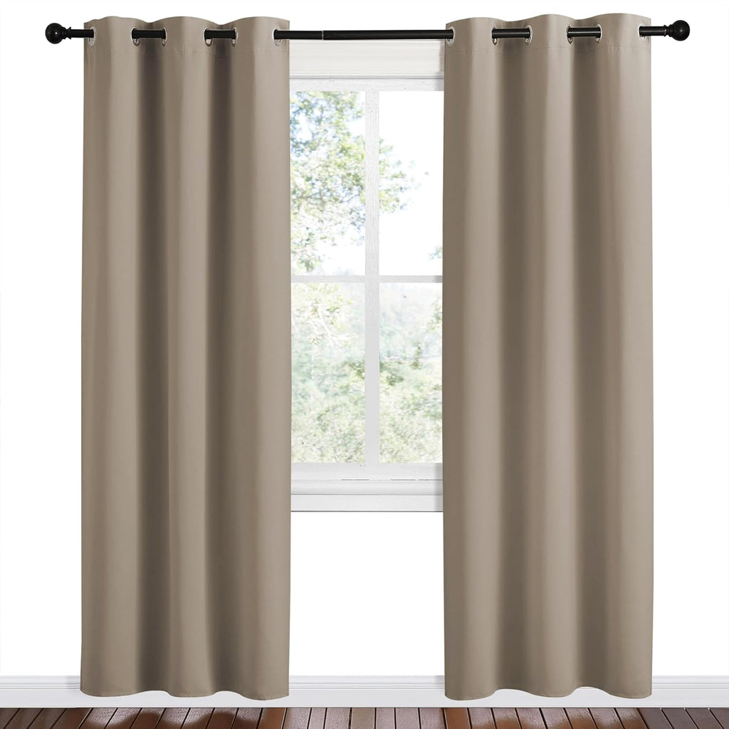 NICETOWN Taupe Room Darkening Curtains - Thermal Insulated Grommet Drapes, 42" W x 78" L, Set of 2