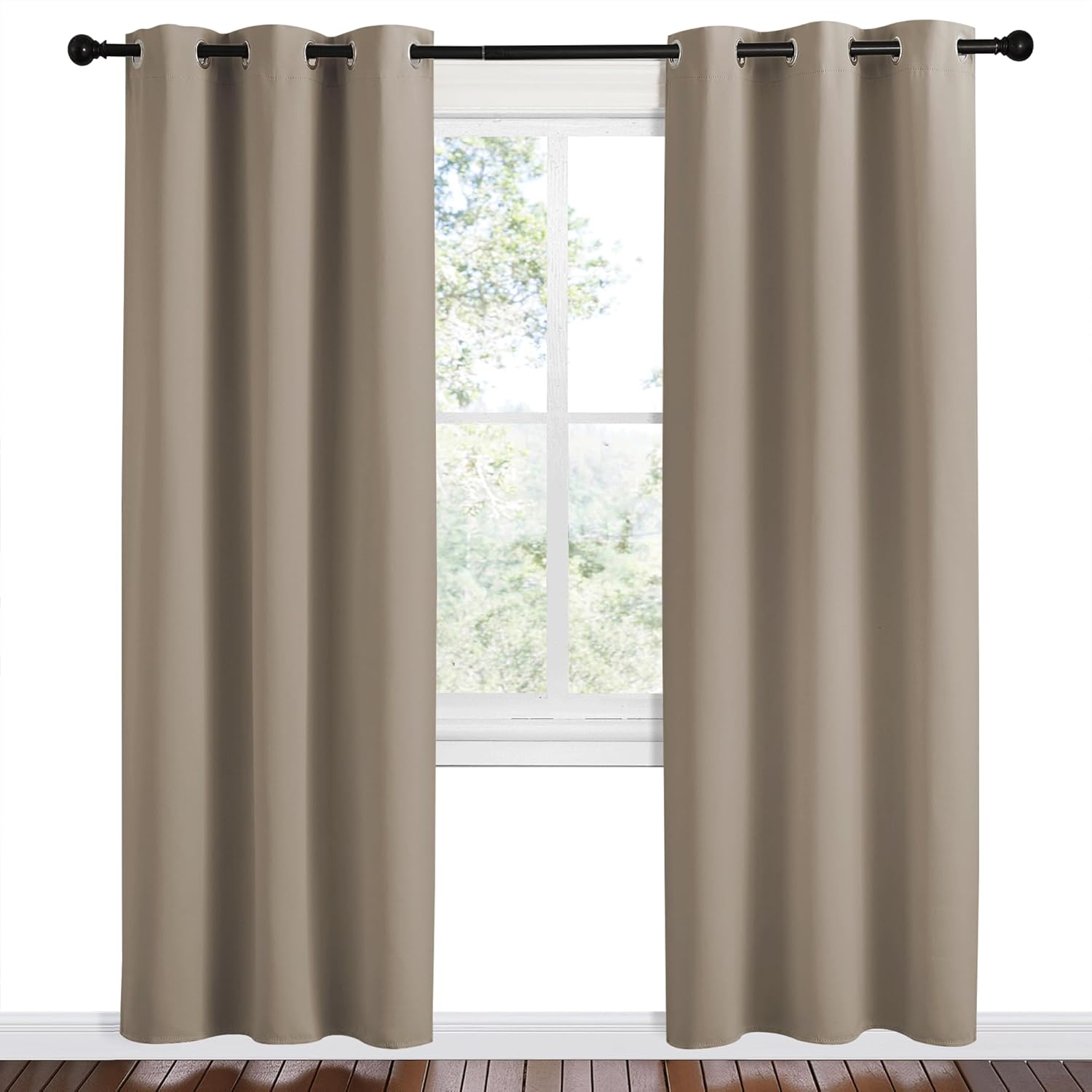 NICETOWN Taupe Room Darkening Curtains - Thermal Insulated Grommet Drapes, 42" W x 78" L, Set of 2