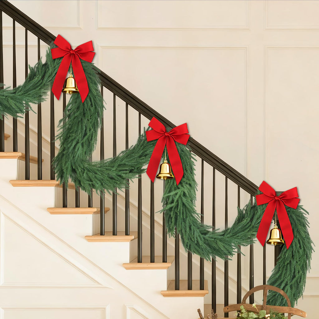 2 Pcs 6FT Norfolk Pine Garland (12FT Total): Real Touch Artificial Christmas Greenery with 120 Branches, Premium Decor for Mantle, Table, Wall, Indoor/Outdoor(Dark Green)