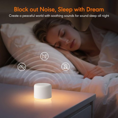 SMILEBOP White Noise Machine with Night Light, 18 Soothing Sounds Portable Sound Machine for Baby Adults, Mini Travel Sound Machine for Sleeping with Memory Timer, Office Hotel Gift