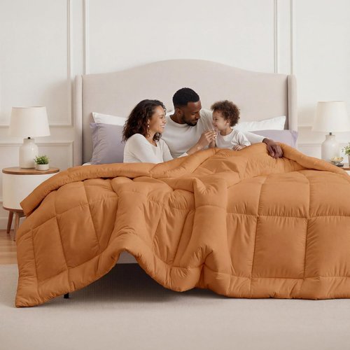 Bedsure Comforter Duvet Insert - Oversized King Size All-Season Down Alternative Bedding | GentleSoft Burnt Orange 116x98 Inches