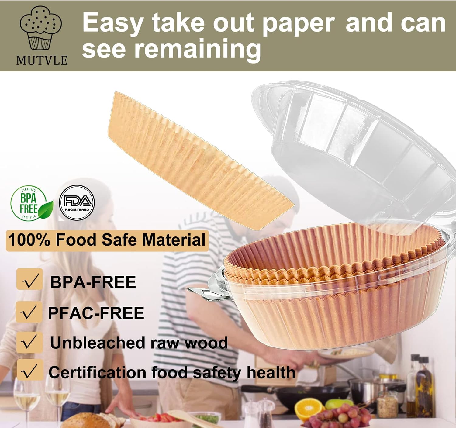 Ninja Air Fryer Liners - Disposable 8-Inch Round Parchment Paper | 200 Count for 4 Qt Air Fryer