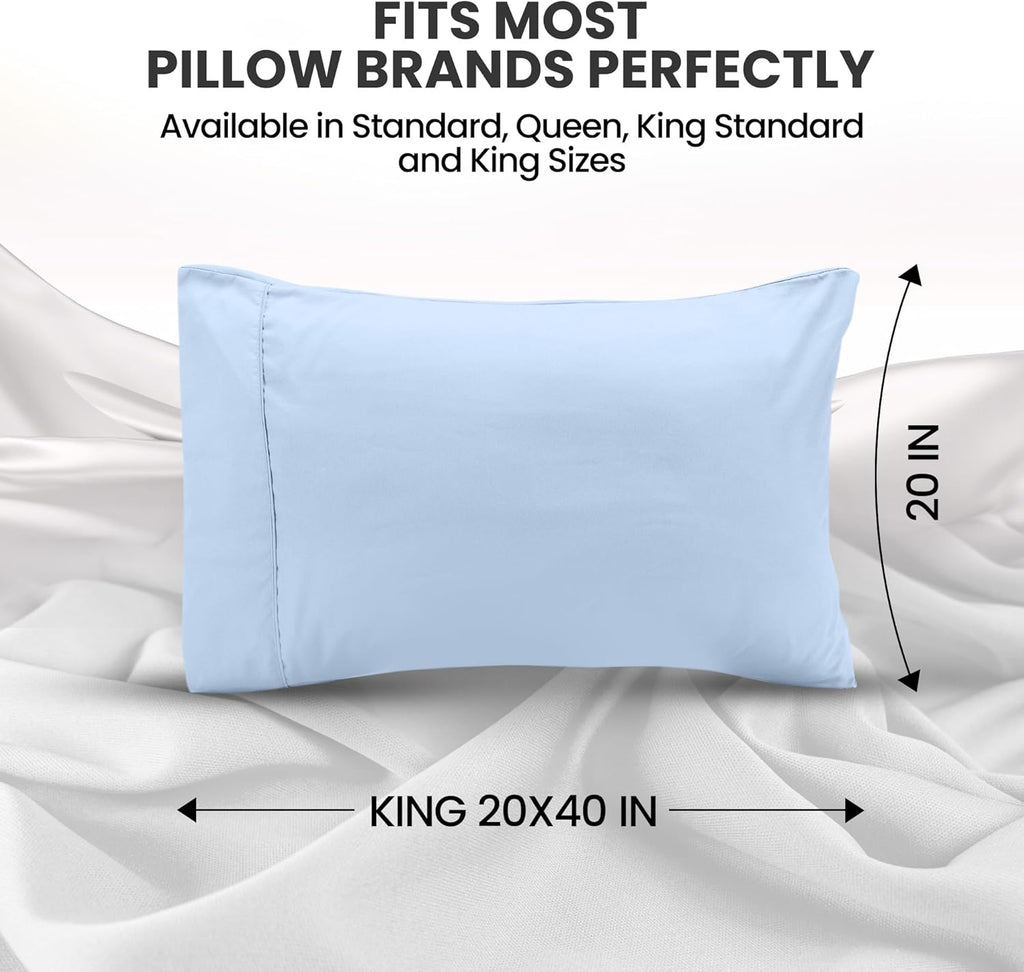 Utopia Bedding King Size Pillow Cases 2-Pack - Soft Brushed Microfiber - Oeko-TEX Certified, 20x40 Inches (Ice Blue)