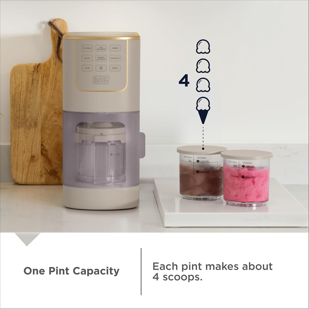 BLACK+DECKER Ice Cream Maker - Create Delicious Keto, Dairy-Free Ice Cream & Gelato at Home | Family-Friendly Design