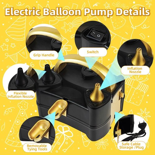 Bezente Rainbow Latex Balloons - 100 Pack Assorted Colors with Electric Balloon Pump