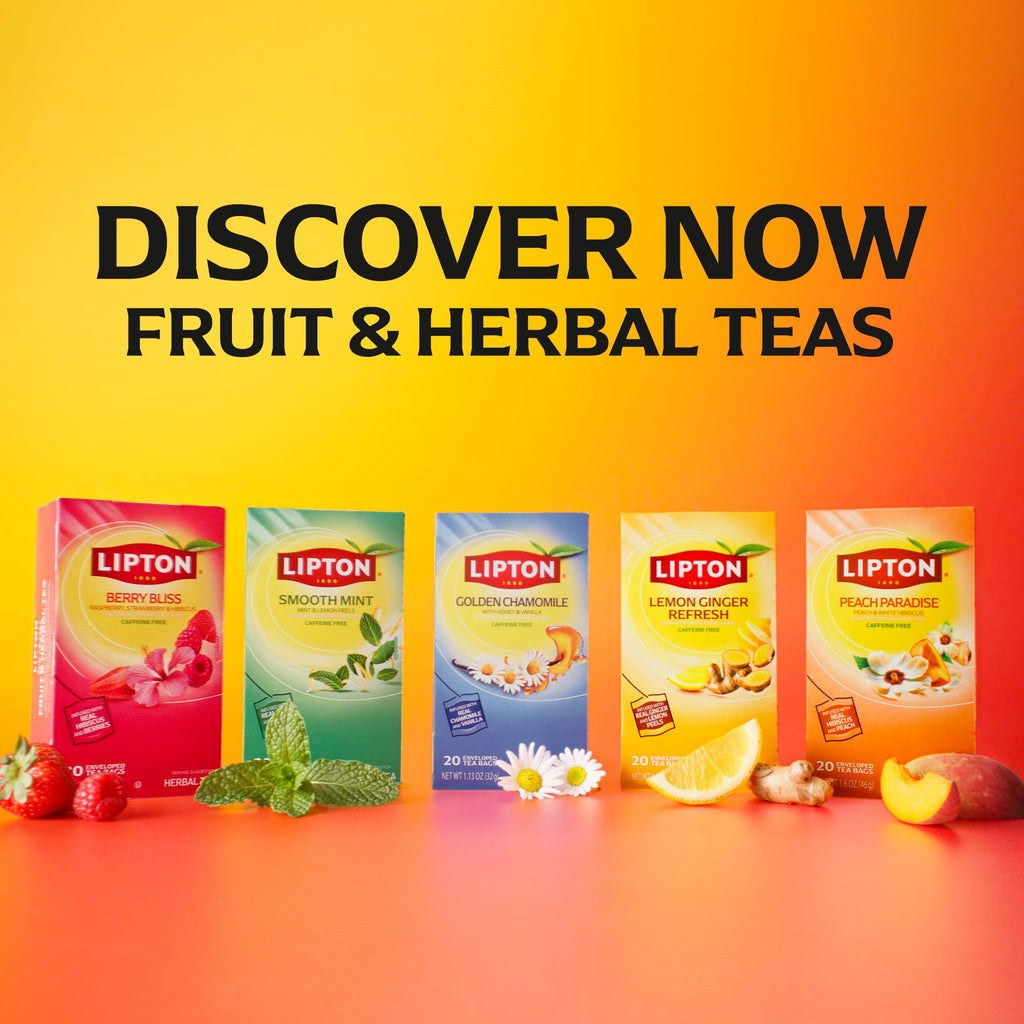 Lipton Golden Chamomile with Honey and Vanilla Tea Bags, Caffeine Free Tea, Herbal Tea, Individually Wrapped, 80 Total tea Bags (20ct - Pack of 4)