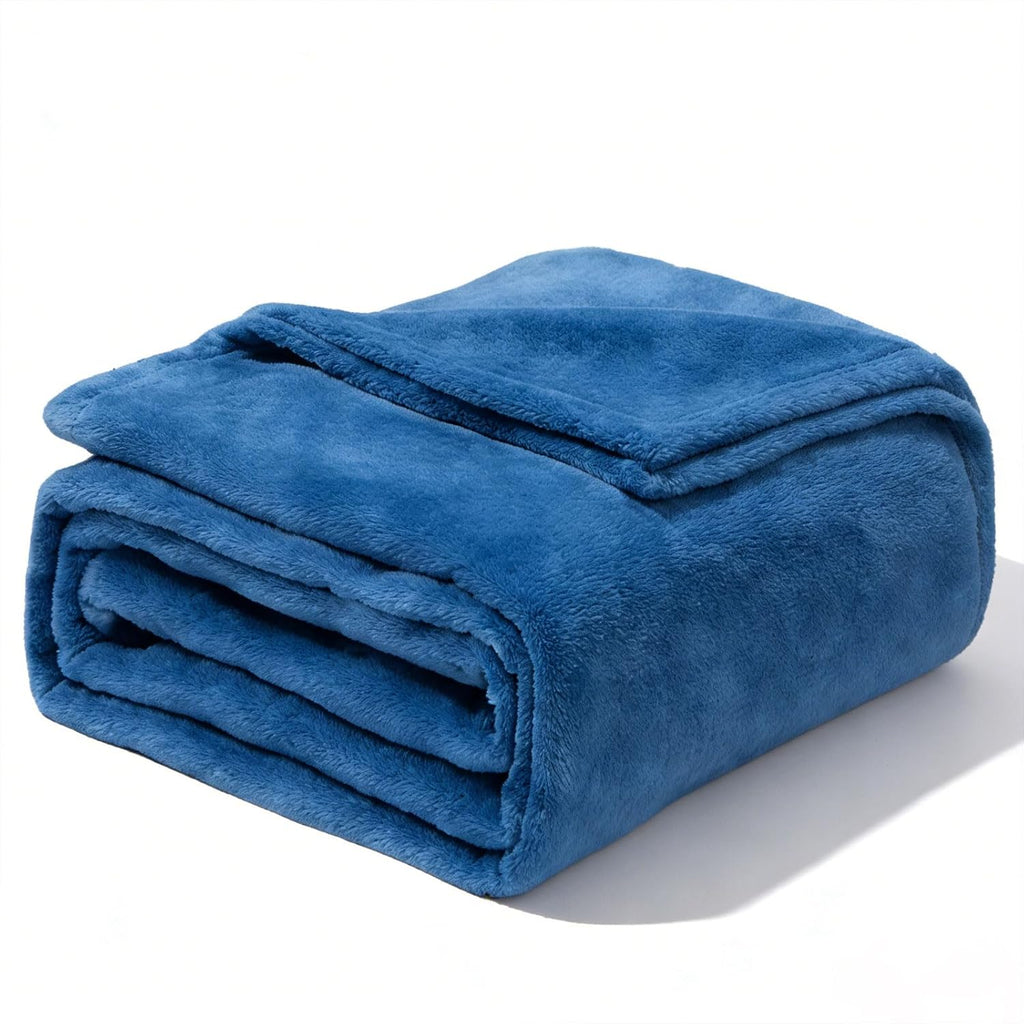 Skiennix Flannel Fleece Bed Blanket - Soft, Lightweight & Cozy Microfiber | Blue Twin (60"x80")