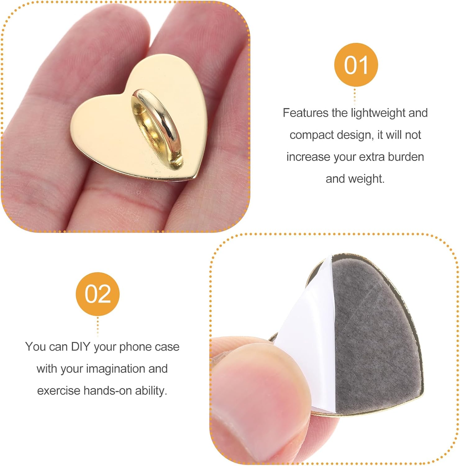 Uonlytech Heart-Shaped Phone Case Buckles - 48 Pcs Lightweight Decor Accessories for Cellphone Covers