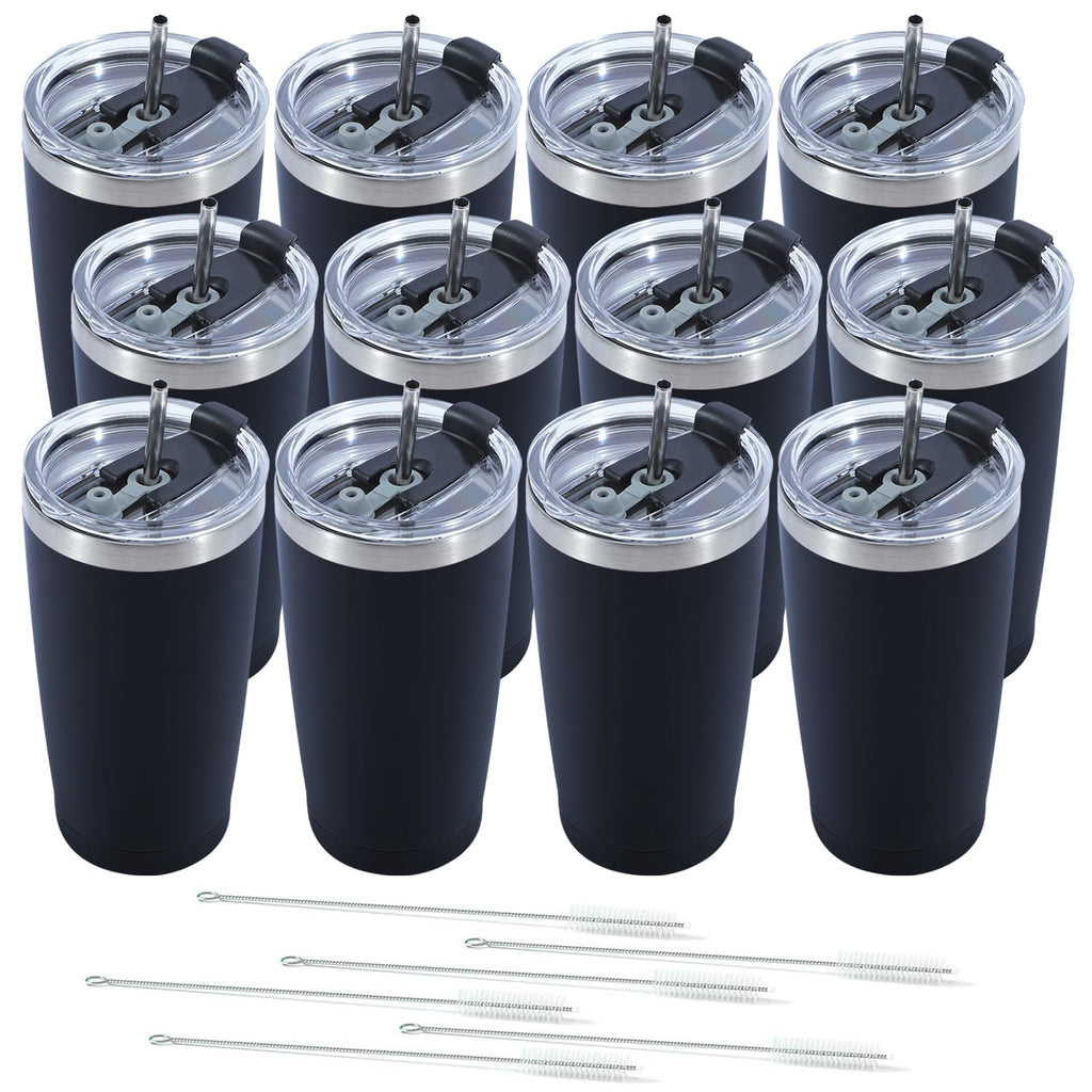 Dongni 20oz Tumbler Bulk Stainless Steel Vacuum Insulated Tumblers with Lid Double Wall Travel Mug Powder Coated Coffee Cup, Suitable for Ice Drinks and Hot Beverage（Mix 12 pack）