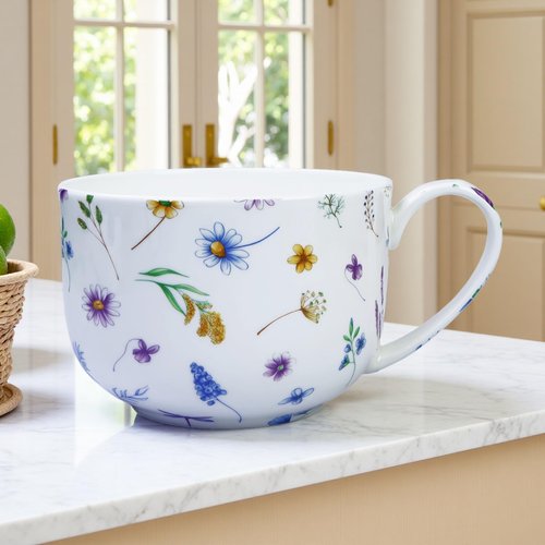 Yaparhill 25oz Large Coffee Cups Soup Mugs with Handles Traditional Large Coffee Cup Large Bone China Coffee Mugs Cups for Coffee Cereal Latte Soups