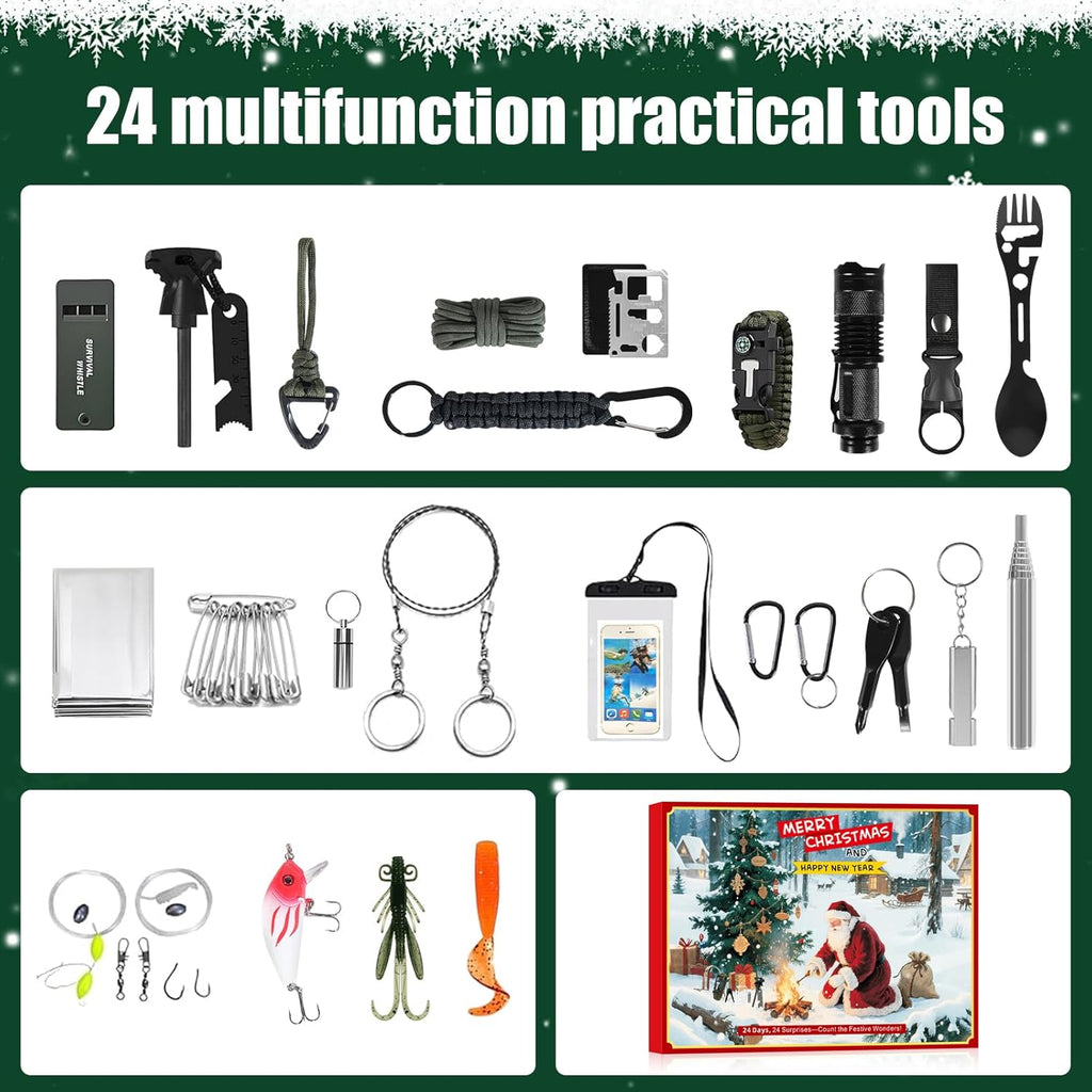 Survival Advent Calendar 2025 - 24 Days of Outdoor Gear & Gadgets for Men and Teen Boys