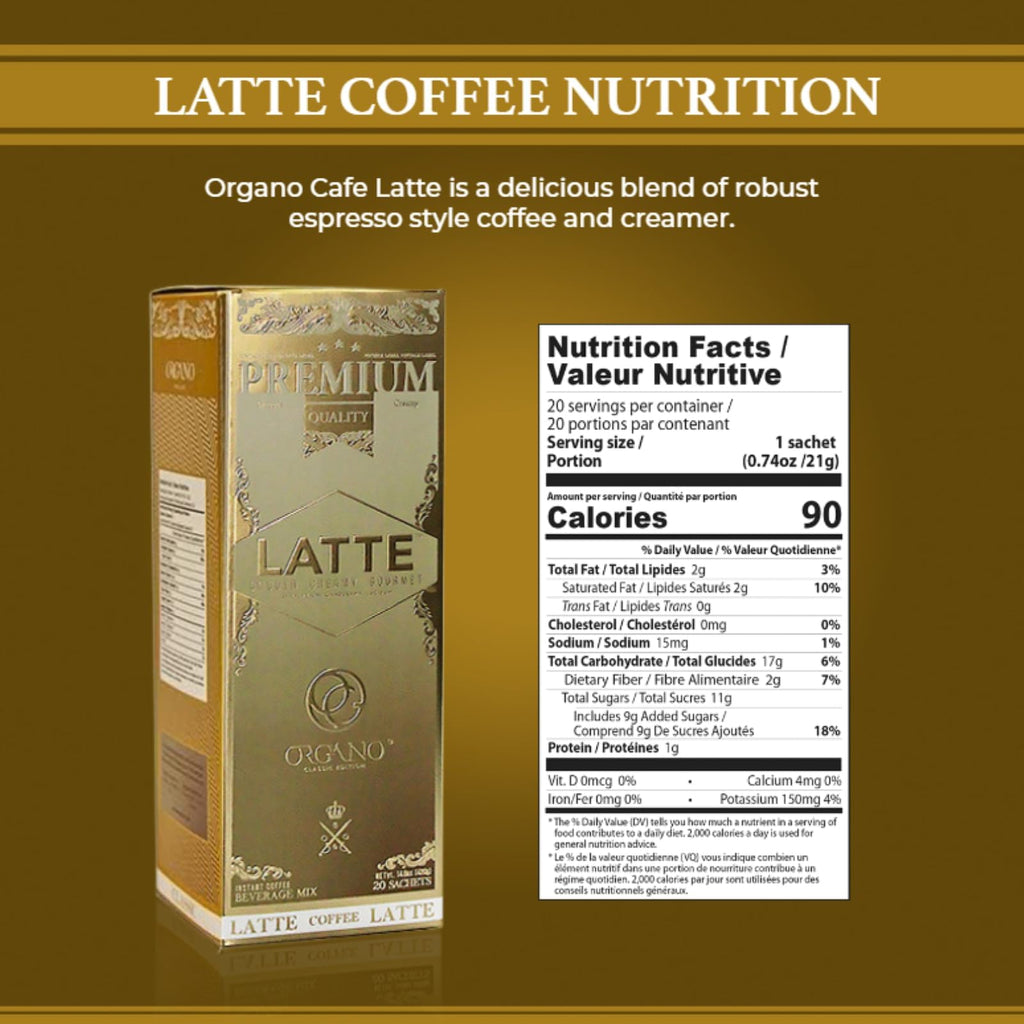 ORGANO 2 boxes Gourmet Cafe Latte, 100% Certified Ganoderma Lucidum (40 Sachets)