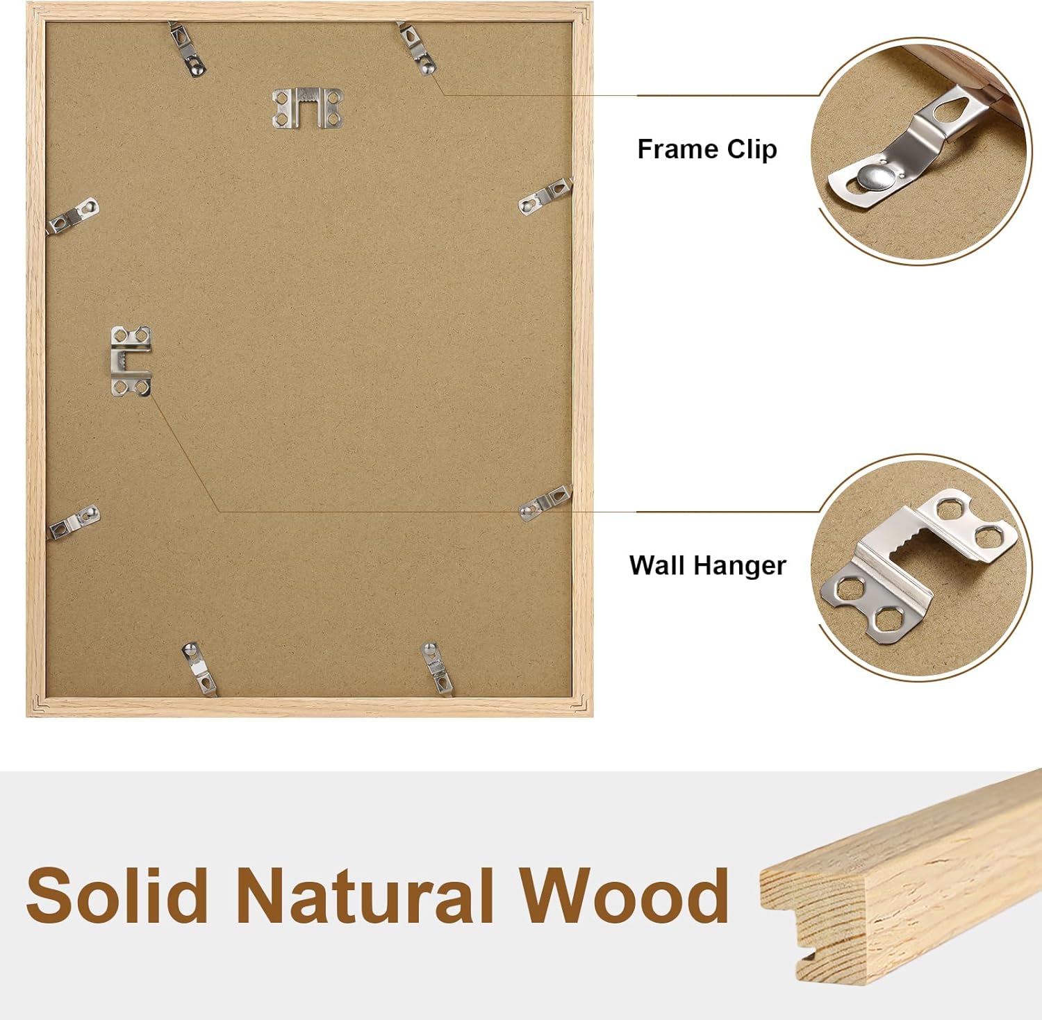 Vittanly 11x14 Picture Frame - Solid Wood with Plexiglass & 8x10 Mat | Natural Home Decor, 1 Pack