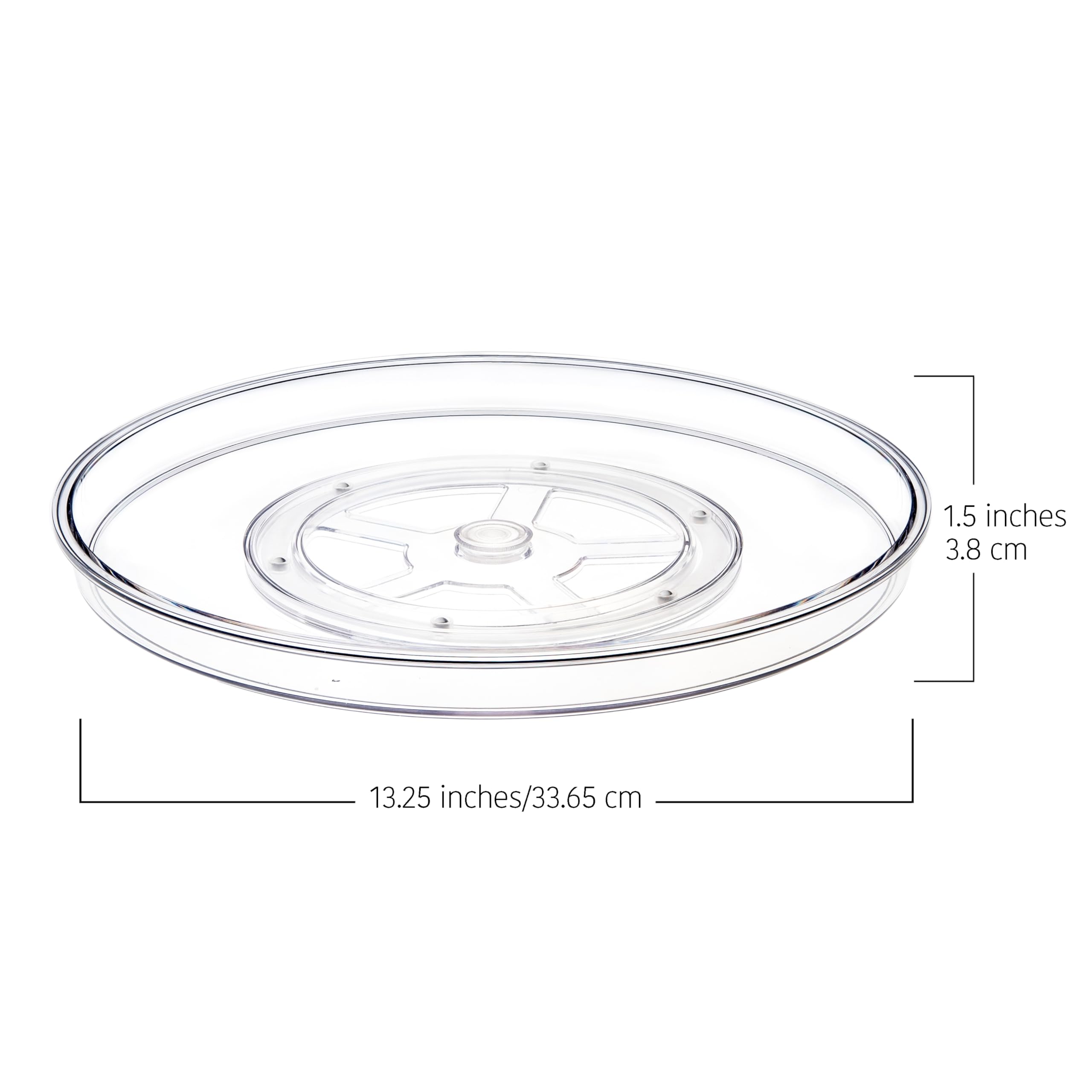primebox 13.25" Lazy Susan Organizer. 360 Degree Rotating Turntable for Cabinets, Fridge, Pantry, Bathroom, Under Sink Organizing, Countertops, Vanity, Organizer for Spices Clear 4 Pack