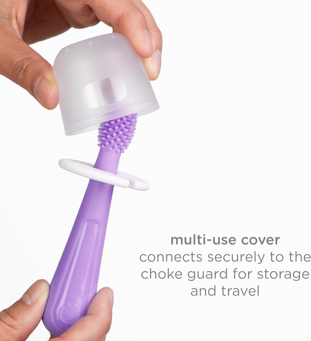 Ubbi Grow With Me Toothbrush Set - Silicone Finger Brush & 360° Soft Bristle Toothbrush | Smoothie Purple