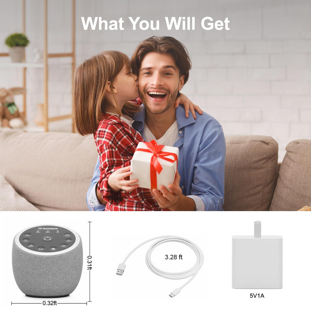 Santebee White Noise Sound Machine for Sleeping, 388 Soothing Sounds, Cocoon Pro 2 Smart APP Control, Custom Buttons Bedside Dimmable Alarm Clock Night Light, for Adults Baby Kids Lullaby