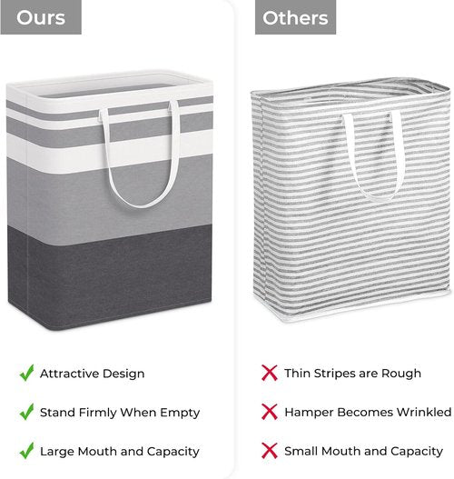 HomeHacks Large Waterproof Laundry Basket - Collapsible Freestanding Hamper with Extended Handles | 125L Gradient Grey